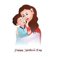 Happy mothers day mom and child love card background vector