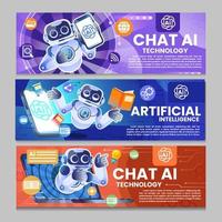 Cute Chat Artificial Intellegence Bot Banners vector