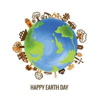 Illustration of a happy earth day environment concept card background vector