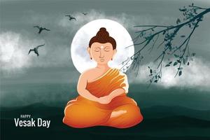Happy vesak day or buddha purnima card background vector