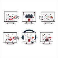 Chart going down cartoon character are playing games with various cute emoticons vector