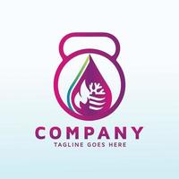 heating and air conditioning logo design with fitness icon vector