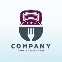 food delivery logo design with fitness icon vector