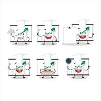 Cartoon character of chart going up with various chef emoticons vector