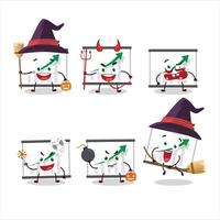 Halloween expression emoticons with cartoon character of chart going up vector