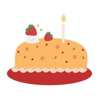 Birthday Cake Cartoon Illustration. Doodle cake, cupcake for a happy birthday celebration vector