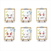 Cartoon character of checklist with sleepy expression vector