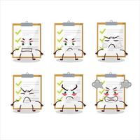 Checklist cartoon character with various angry expressions vector