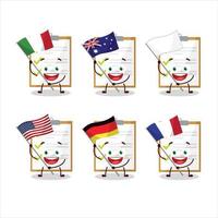 Checklist cartoon character bring the flags of various countries vector