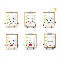 Cartoon character of checklist with what expression vector