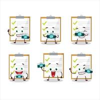 Photographer profession emoticon with checklist cartoon character vector