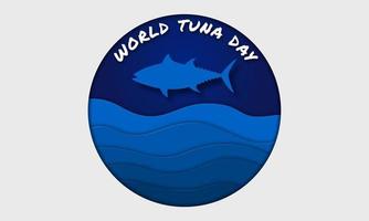 world tuna day background in paper cut style vector. vector