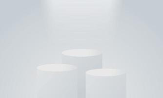 Minimal 3d display product minimal scene with geometric podium platform collection. Modern white circle pedestal podium with empty room background. Stand to show cosmetic products vector