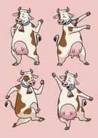 vaca personaje con dibujos animados estilo conjunto vector