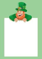 leprechaun with blank white paper vector