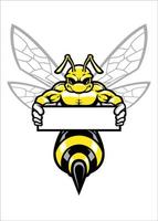 muscular wasp holding banner vector