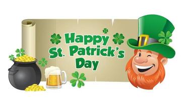 leprechaun with saint patrick's day banner vector