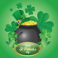 saint patrick's day with pot full of coins vector