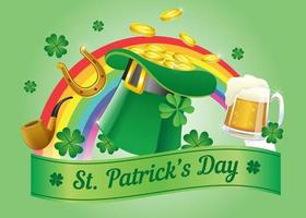 saint patrick's hat with gold coin vector