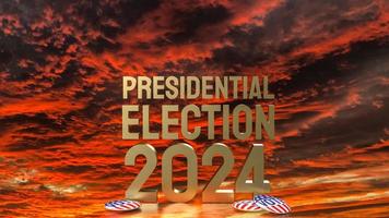 el crepúsculo cielo y oro texto presidencial elección 2024 para votar concepto 3d representación foto