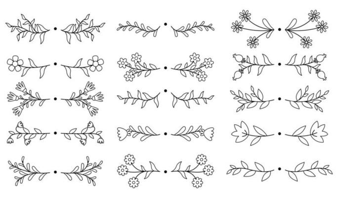 Floral hand drawn border. Wedding card design element.