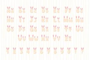 Bunny alphabet in cartoon style vector