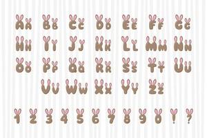 Bunny alphabet in cartoon style vector