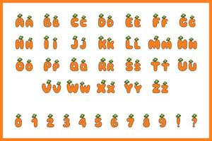 Carrot alphabet in cartoon style vector