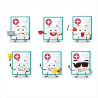 médico pago dibujos animados personaje con varios tipos de negocio emoticones vector