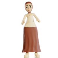 3d hijab character thumbs up png