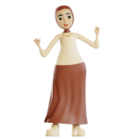 3d hijab personnage content pose png
