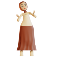 3d hijab character confused pose png