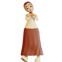 3d hijab character spread love png