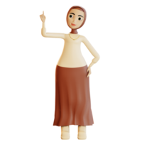 3d hijab personagem apontando acima png