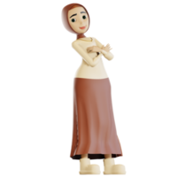 3d hijab character stylist pose png