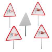 3d rendering side wind road sign different positions icon set. 3d render road sign concept icon set. Side wind. png