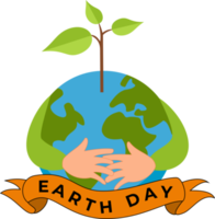 illustration of hands hugging the earth. happy earth day banner illustration png