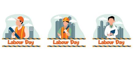 Flat Bundle Labour Day Design Illustration vector
