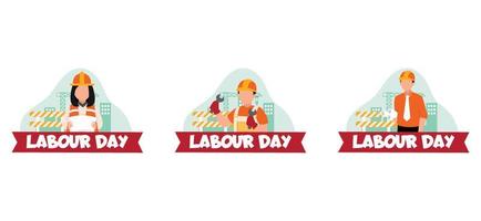 Flat Bundle Labour Day Design Illustration vector