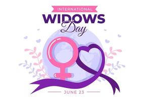 International Widows Day Vector Illustration on June 23 with Woman Mourns and Injustice Faced by Widow in Flat Cartoon Hand Drawn Templates