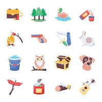 Pack of Hunting Accessories Flat Stickers vector