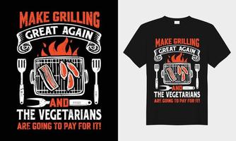 hacer interrogatorio intenso genial de nuevo y el vegetarianos barbacoa vector tipografía camiseta diseño