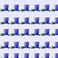 A glass of blueberries juice semless pattern. Natural fresh squeezed juice. Healthy diet. The design concept of a web page,advertising,cafe,menu. Vector illustration