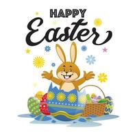 easter bunny get out from the easter egg vector