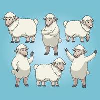 sheep with cartoon style set vector