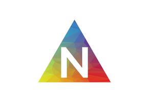 Colourful Low Poly and initial N letter logo design, Vector illustration