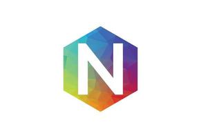 Colourful Low Poly and initial N letter logo design, Vector illustration
