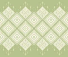 Ethnic folk geometric seamless pattern in light green tone in vector illustration design for fabric, mat, carpet, scarf, wrapping paper, tile and more