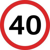 40 speed limitation road sign vector . traffic sign restricting speed to 40 kilometers per hour