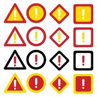 16 Set of warning signs isolated on a white background. Vector illustration. Warning icon symbol in different shapes like triangle, circle, rhombus and square. Hazard sign